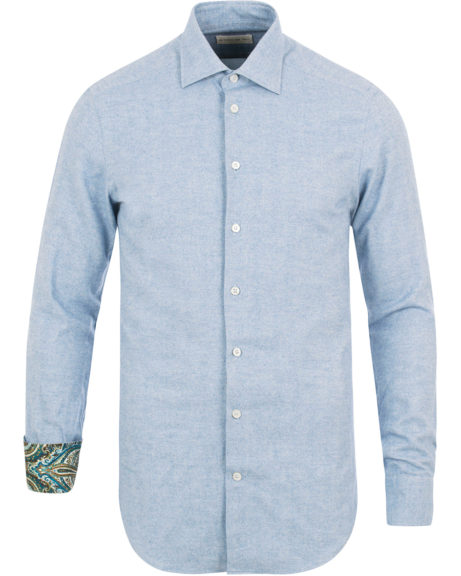 Herre | Skjorter | Etro | Slim Fit Mercurio Flannel Shirt Light Blue