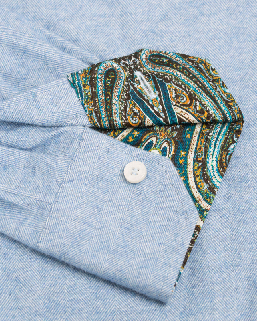 Herre | Skjorter | Etro | Slim Fit Mercurio Flannel Shirt Light Blue