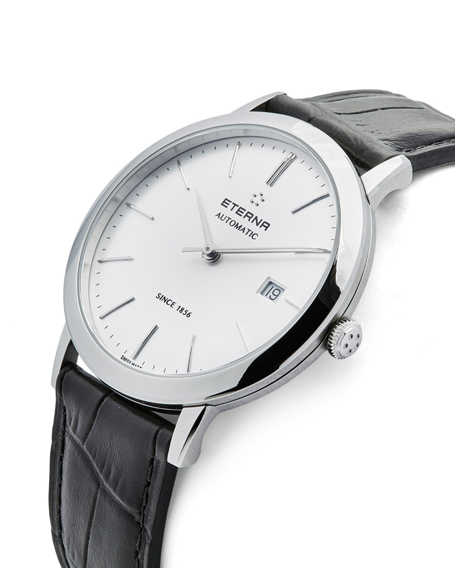 Herre | Eterna Eternity Automatic Silver/Black Silver/Black Leather 40mm | Eterna | Eternity Automatic Silver/Black Silver/Black Leather 40mm