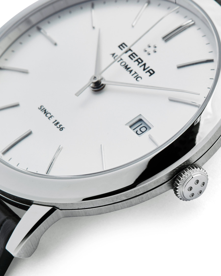 Herre | Eterna Eternity Automatic Silver/Black Silver/Black Leather 40mm | Eterna | Eternity Automatic Silver/Black Silver/Black Leather 40mm