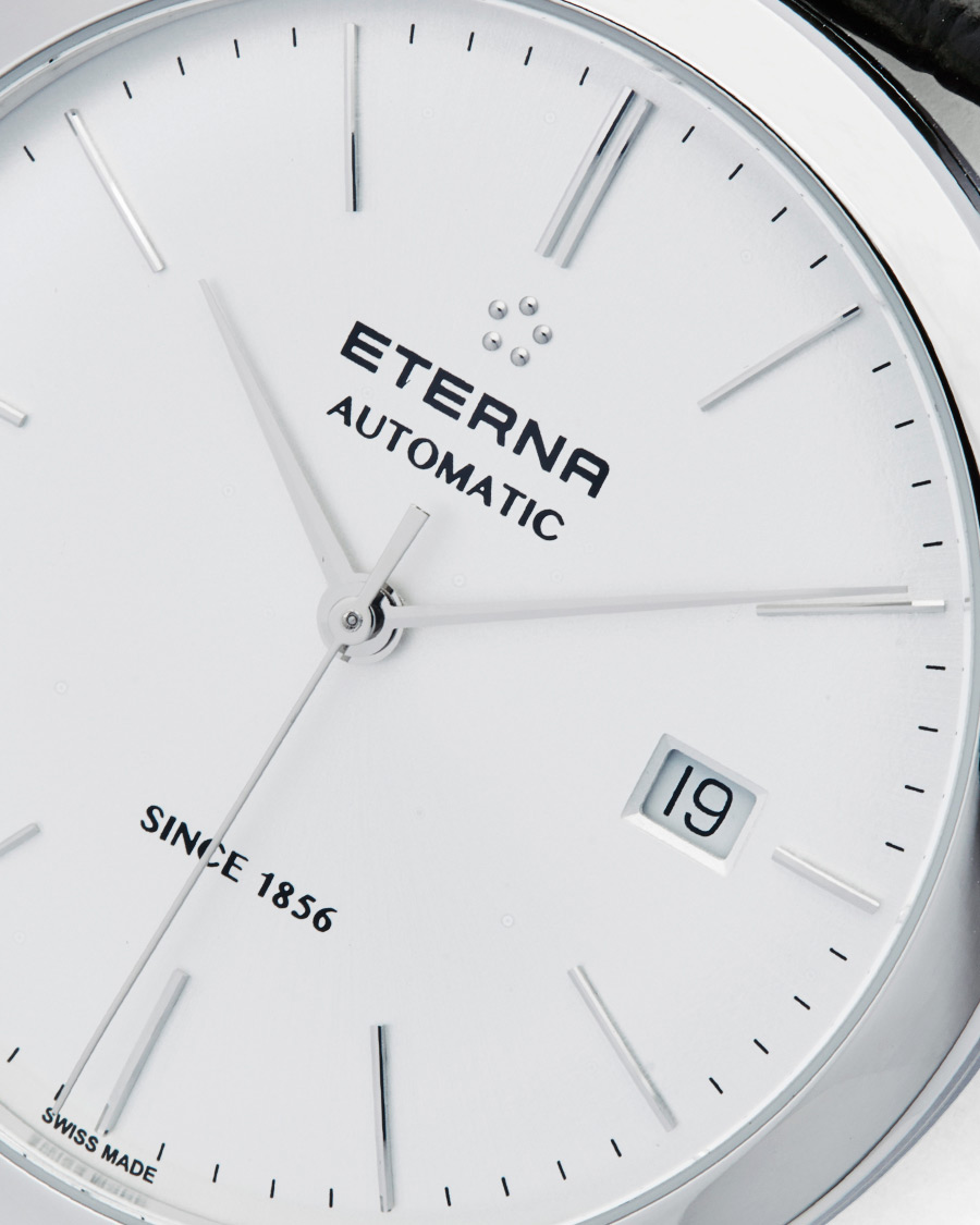Herre | Eterna Eternity Automatic Silver/Black Silver/Black Leather 40mm | Eterna | Eternity Automatic Silver/Black Silver/Black Leather 40mm