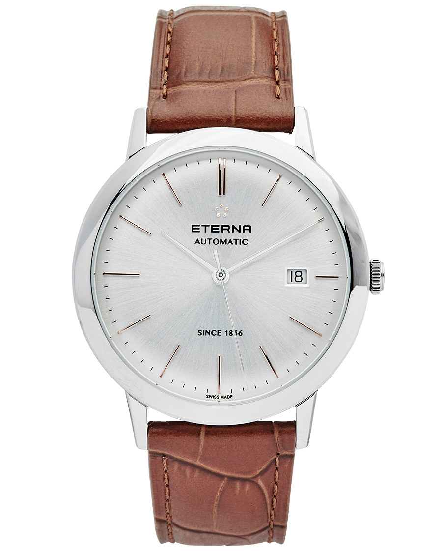 Herre | Eterna Eternity Automatic Silver/Brown Silver/Brown Leather 40mm | Eterna | Eternity Automatic Silver/Brown Silver/Brown Leather 40mm