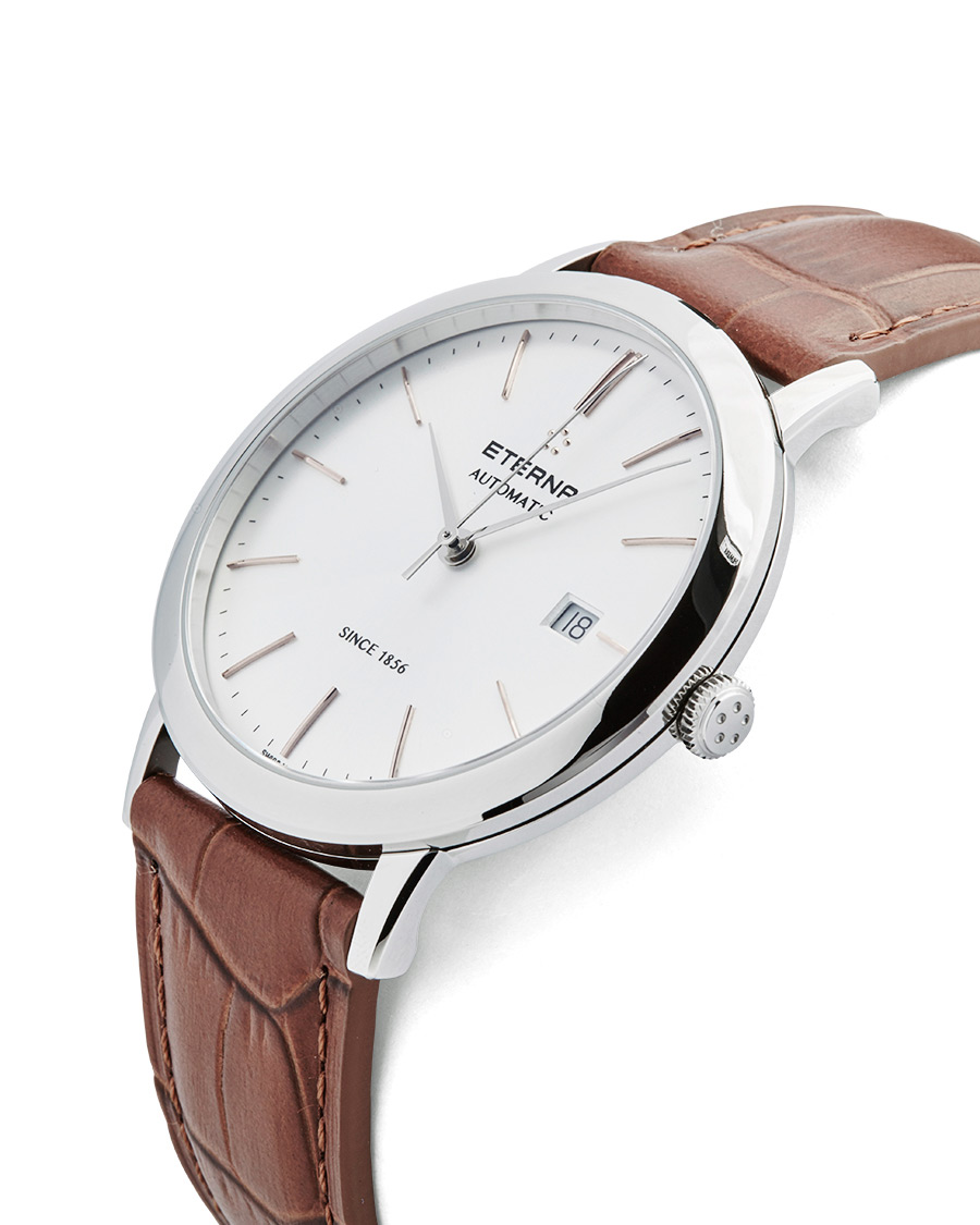 Herre | Eterna Eternity Automatic Silver/Brown Silver/Brown Leather 40mm | Eterna | Eternity Automatic Silver/Brown Silver/Brown Leather 40mm