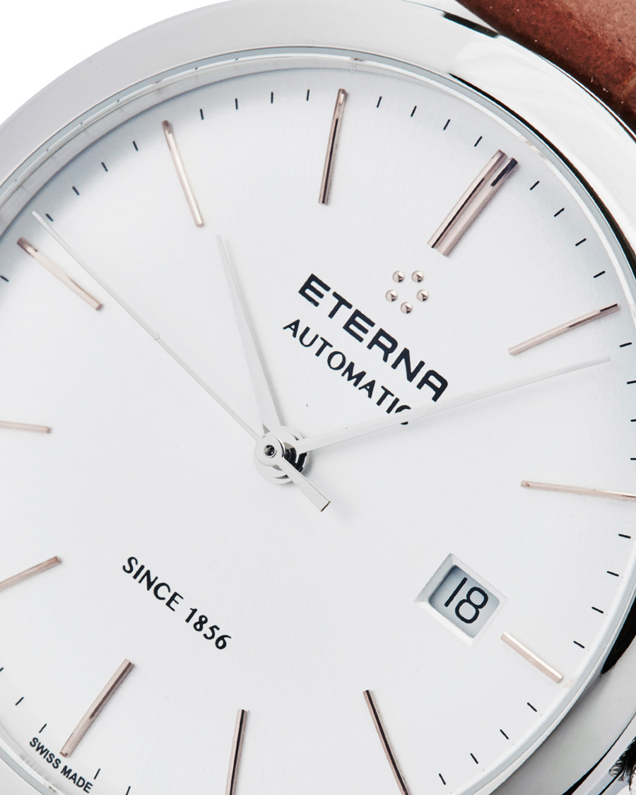 Herre | Eterna Eternity Automatic Silver/Brown Silver/Brown Leather 40mm | Eterna | Eternity Automatic Silver/Brown Silver/Brown Leather 40mm