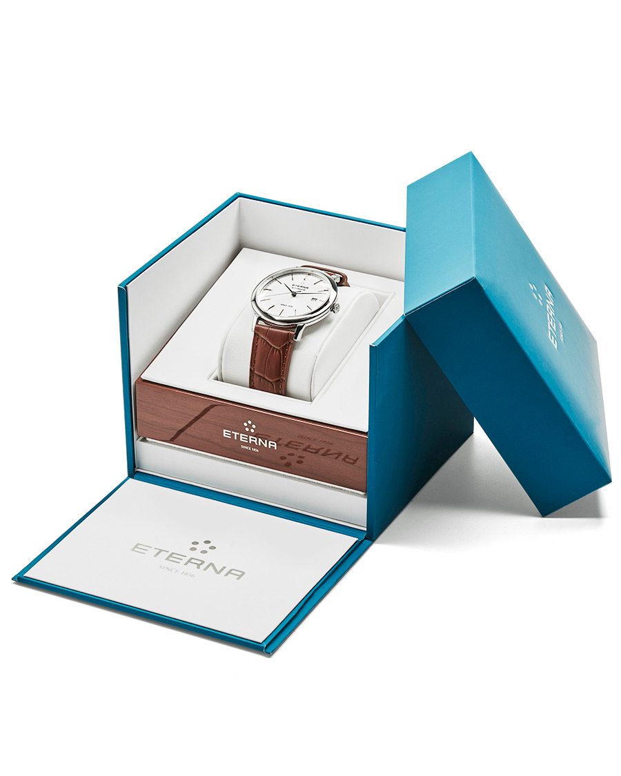 Herre | Eterna Eternity Automatic Silver/Brown Silver/Brown Leather 40mm | Eterna | Eternity Automatic Silver/Brown Silver/Brown Leather 40mm