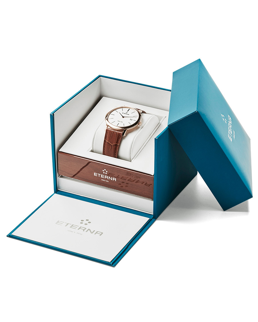 Herre | Eterna Eternity Quartz Gold/Brown Gold/Brown Leather 40mm | Eterna | Eternity Quartz Gold/Brown Gold/Brown Leather 40mm