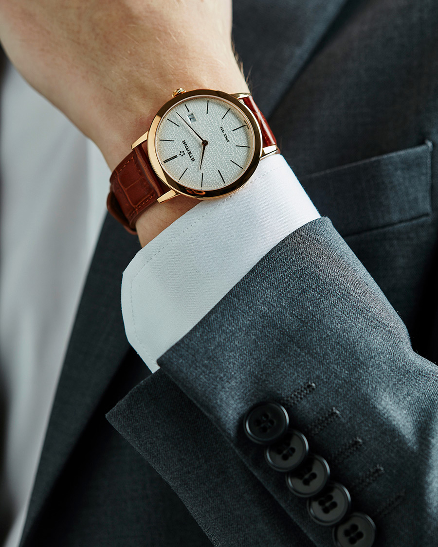 Herre | Eterna Eternity Quartz Gold/Brown Gold/Brown Leather 40mm | Eterna | Eternity Quartz Gold/Brown Gold/Brown Leather 40mm
