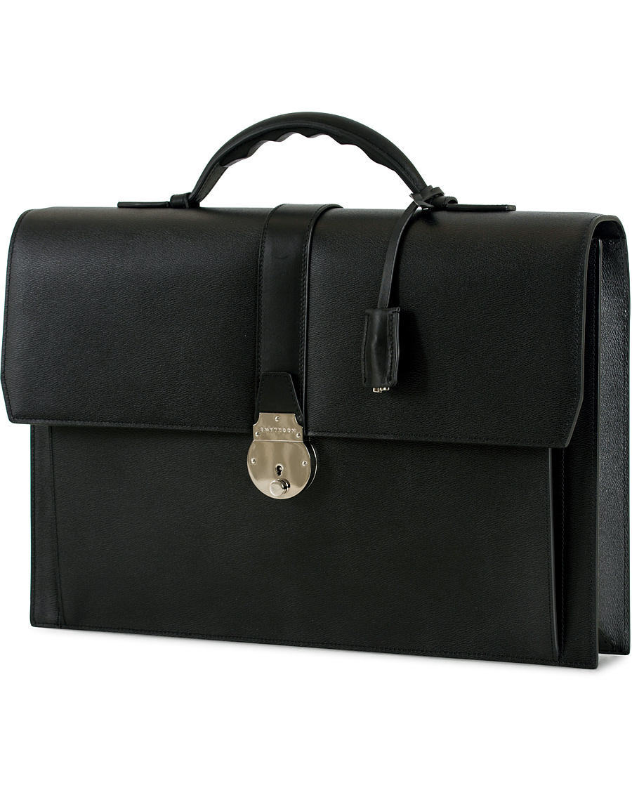 Herre | Smythson Grosvenor Slim Calf Briefcase Black | Smythson | Grosvenor Slim Calf Briefcase Black