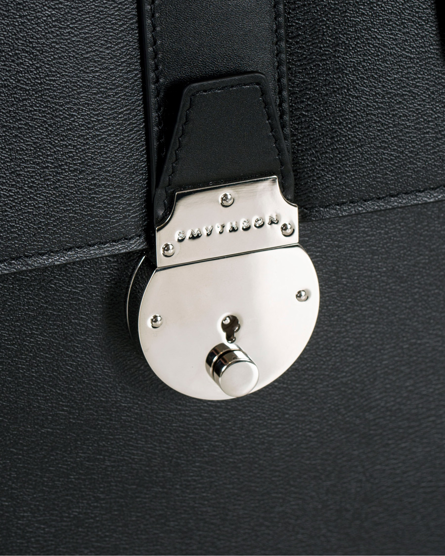 Herre | Smythson Grosvenor Slim Calf Briefcase Black | Smythson | Grosvenor Slim Calf Briefcase Black