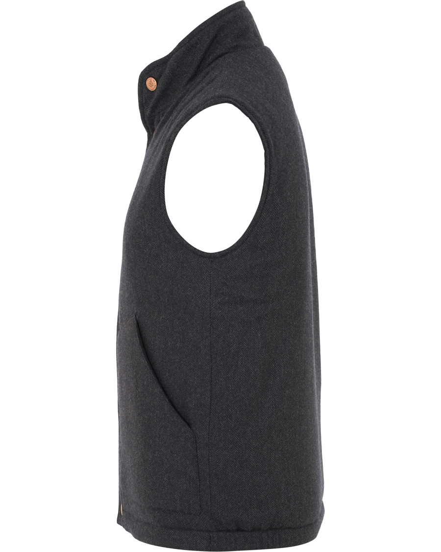 Herre | Jakker | Private White V.C. | The Wool Wadded Wool/Cashmere Gilet Navy Herringbone