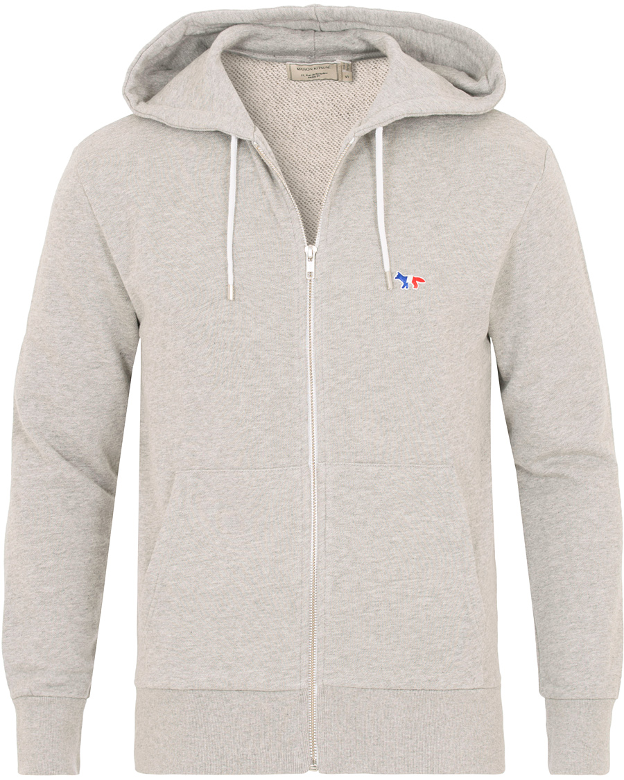 Herre | Gensere | Maison Kitsuné | Zip Hoodie Tricolor Fox Patch Grey Melange