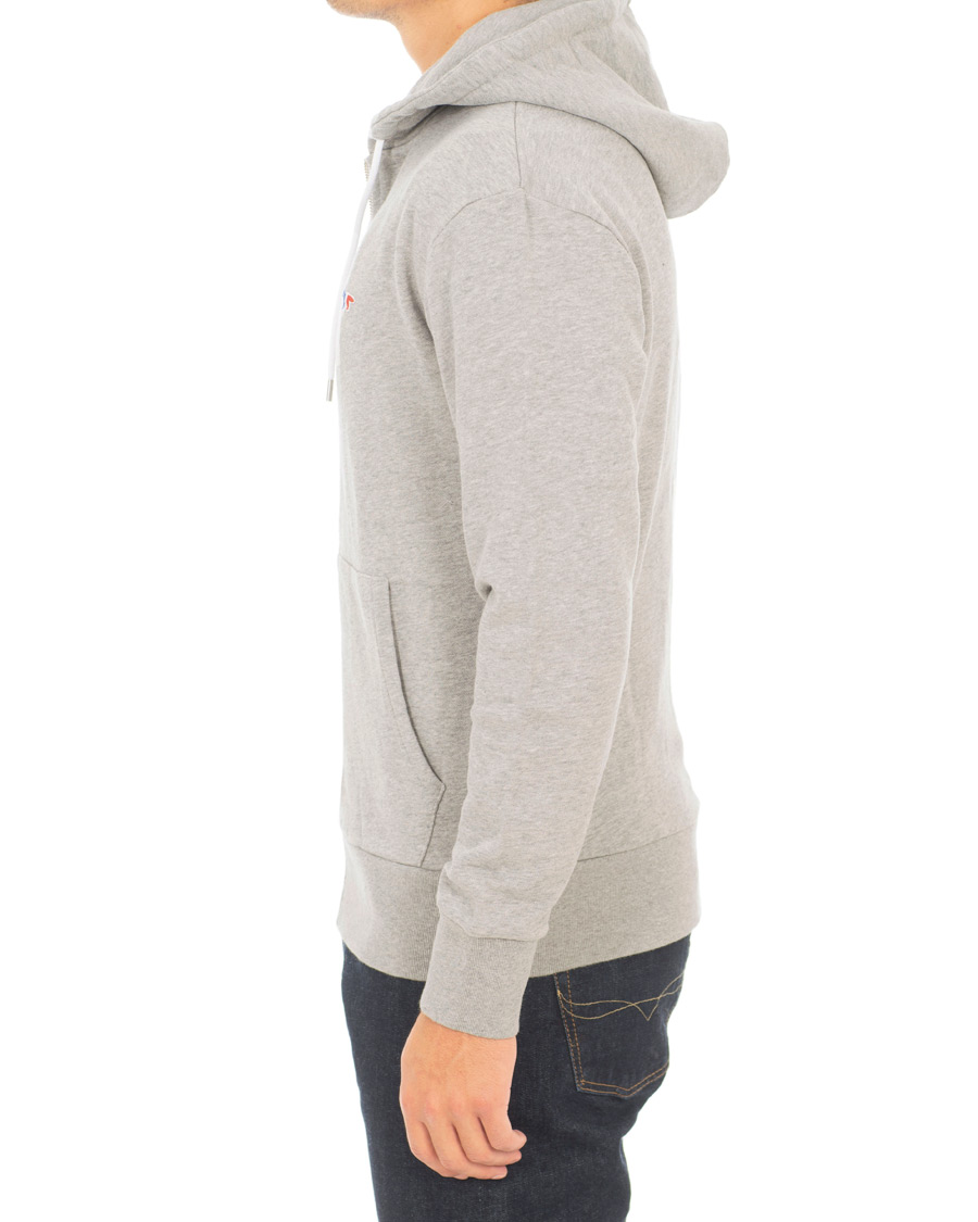 Herre | Gensere | Maison Kitsuné | Zip Hoodie Tricolor Fox Patch Grey Melange