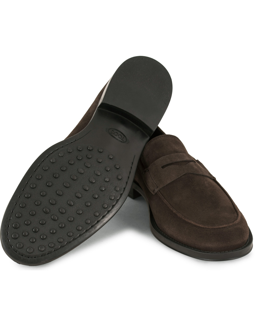 Herre | Tod's Mocassino Penny Loafers Dark Brown Suede | Tod's | Mocassino Penny Loafers Dark Brown Suede