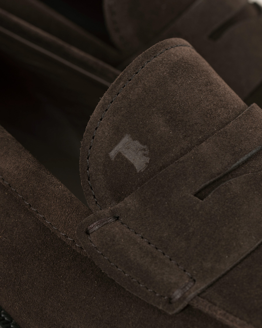 Herre | Tod's Mocassino Penny Loafers Dark Brown Suede | Tod's | Mocassino Penny Loafers Dark Brown Suede