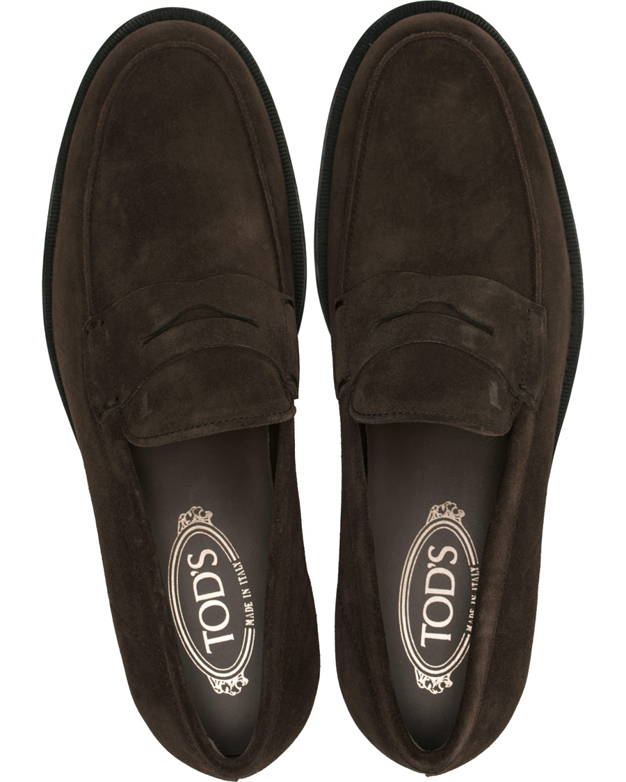 Herre | Tod's Mocassino Penny Loafers Dark Brown Suede | Tod's | Mocassino Penny Loafers Dark Brown Suede