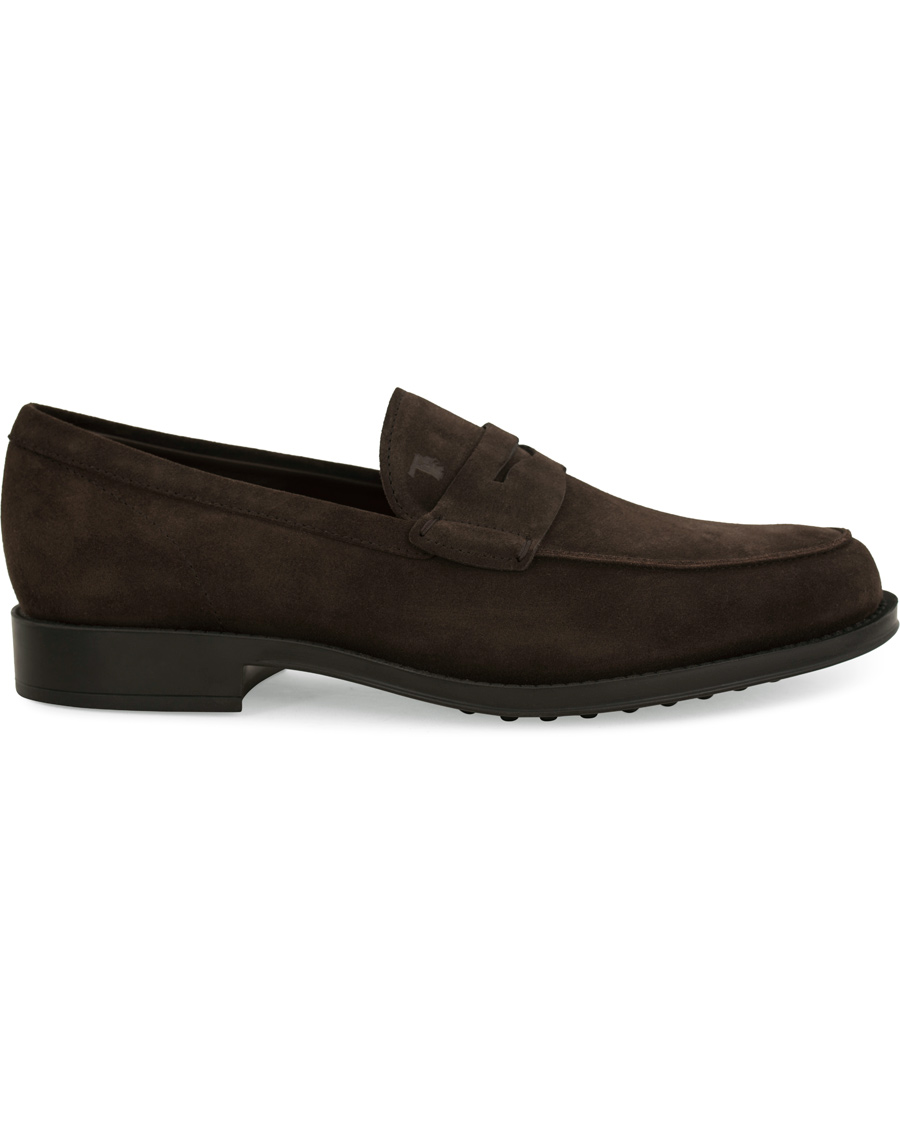 Herre | Tod's Mocassino Penny Loafers Dark Brown Suede | Tod's | Mocassino Penny Loafers Dark Brown Suede