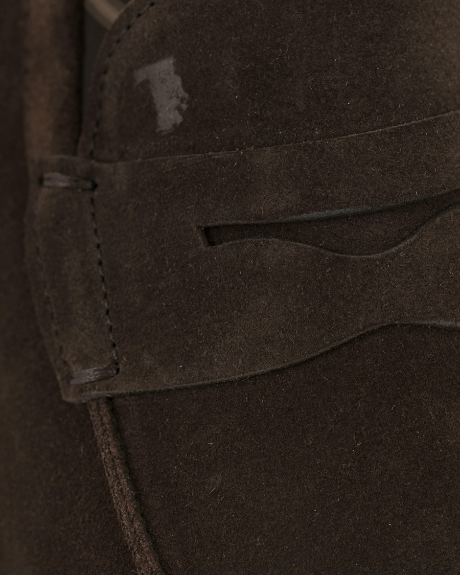 Herre | Tod's Mocassino Penny Loafers Dark Brown Suede | Tod's | Mocassino Penny Loafers Dark Brown Suede