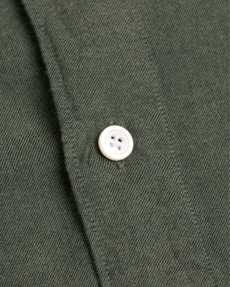 Herre | Skjorter | Finamore Napoli | Tokyo Slim Fit Flannel Shirt Olive