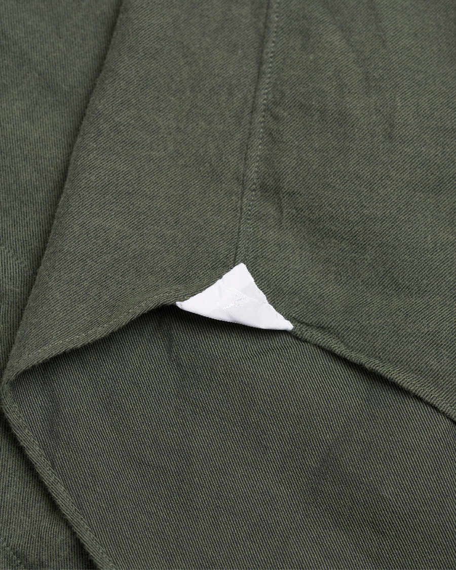 Herre | Skjorter | Finamore Napoli | Tokyo Slim Fit Flannel Shirt Olive