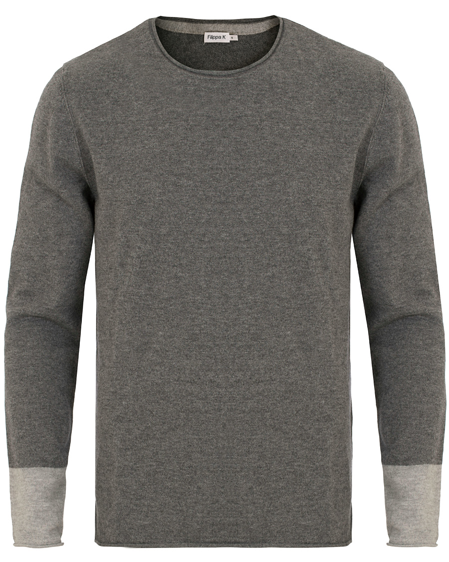 Herre | Gensere | Filippa K | Cotton/Merino Roll Edge Sweater Grey Melange