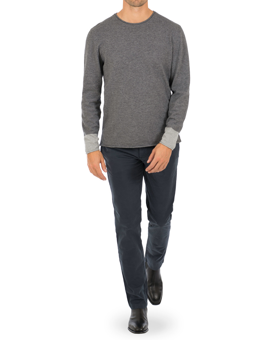 Herre | Gensere | Filippa K | Cotton/Merino Roll Edge Sweater Grey Melange