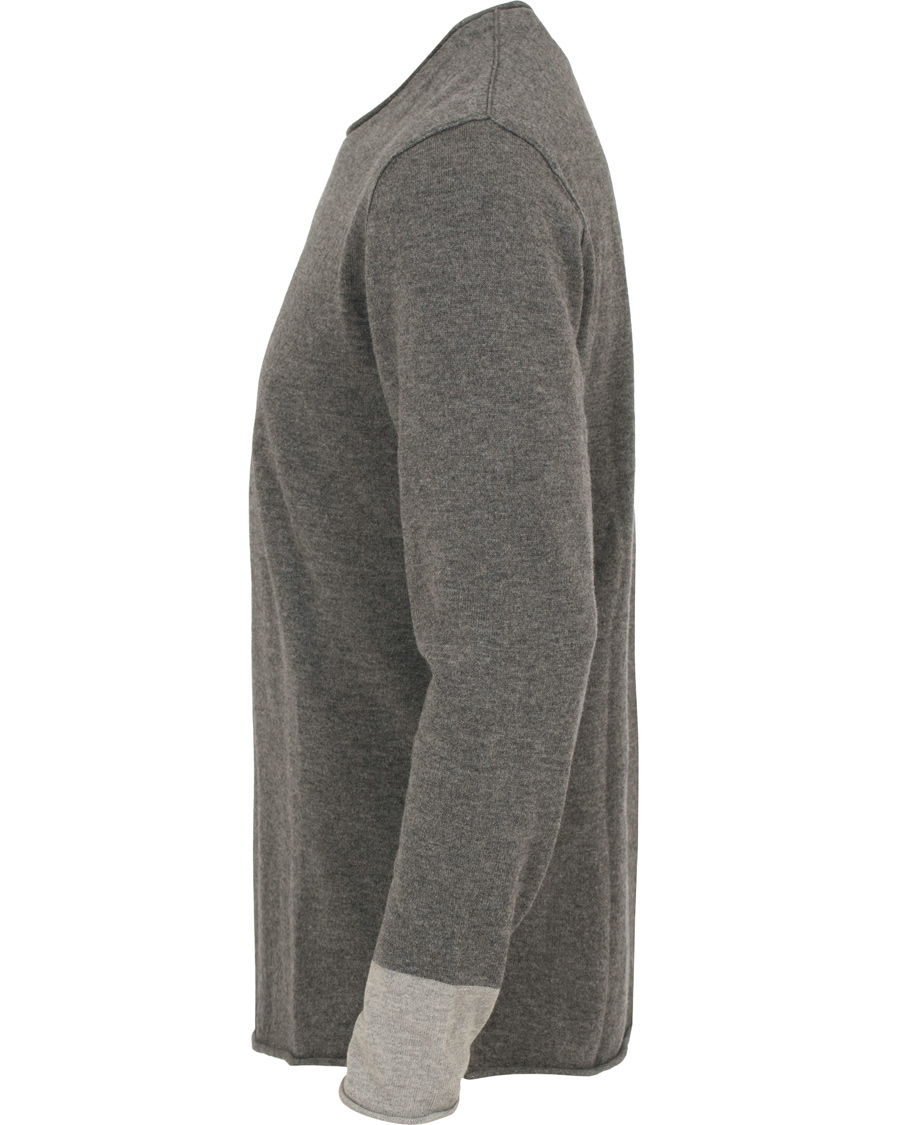 Herre | Gensere | Filippa K | Cotton/Merino Roll Edge Sweater Grey Melange