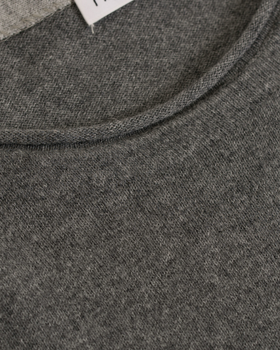 Herre | Gensere | Filippa K | Cotton/Merino Roll Edge Sweater Grey Melange