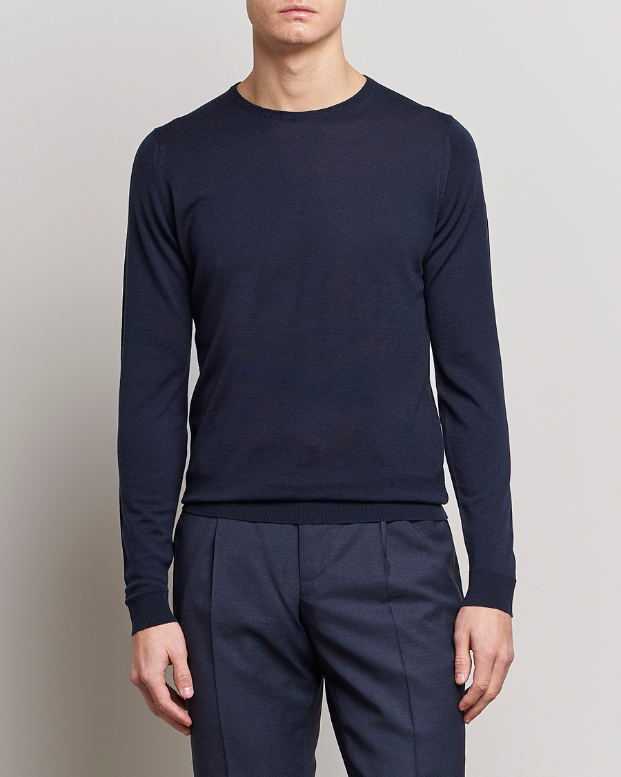 Herre | Pullovers rund hals | John Smedley | Lundy Extra Fine Merino Crew Neck Midnight