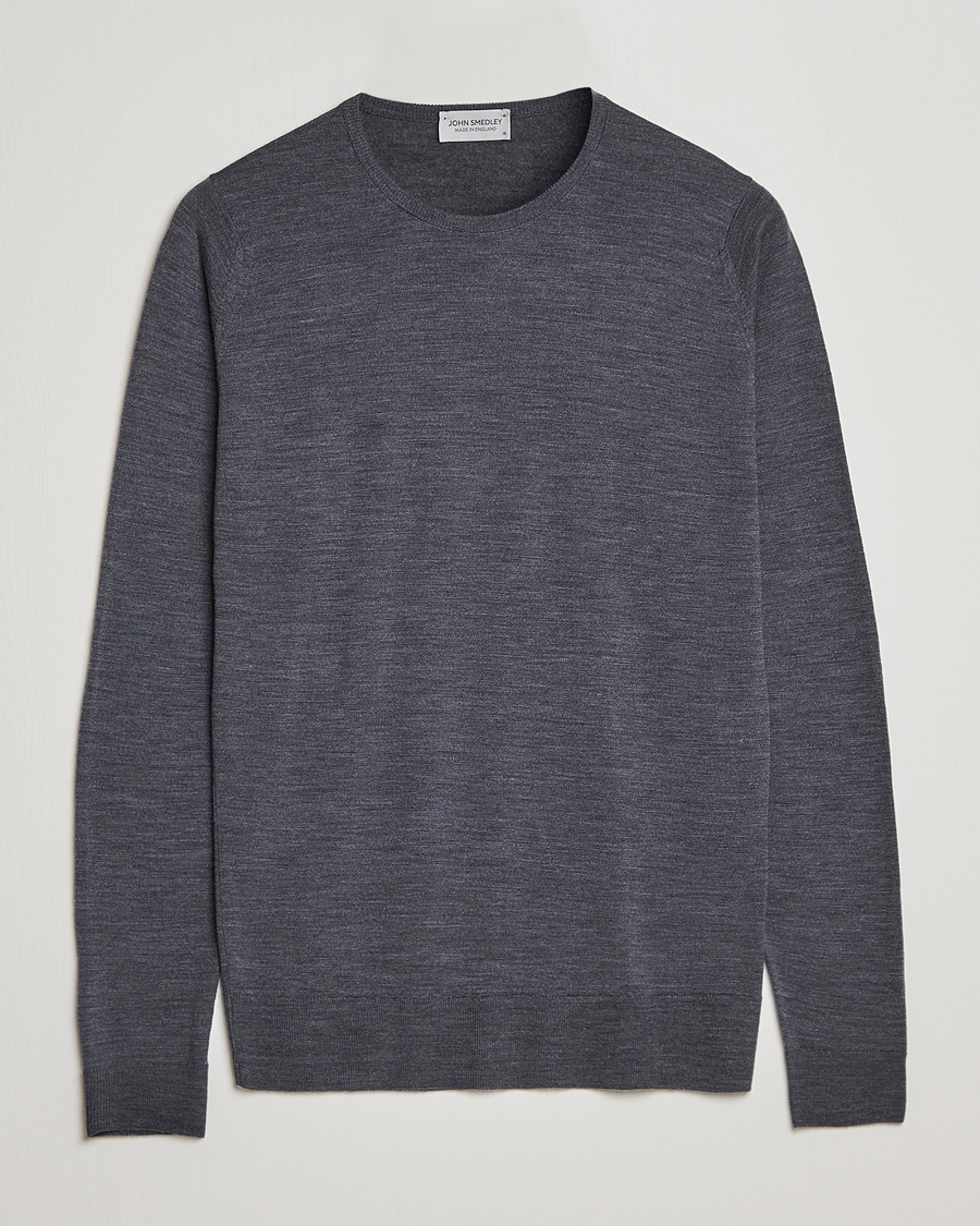 Herre | Gensere | John Smedley | Lundy Extra Fine Merino Crew Neck Charcoal