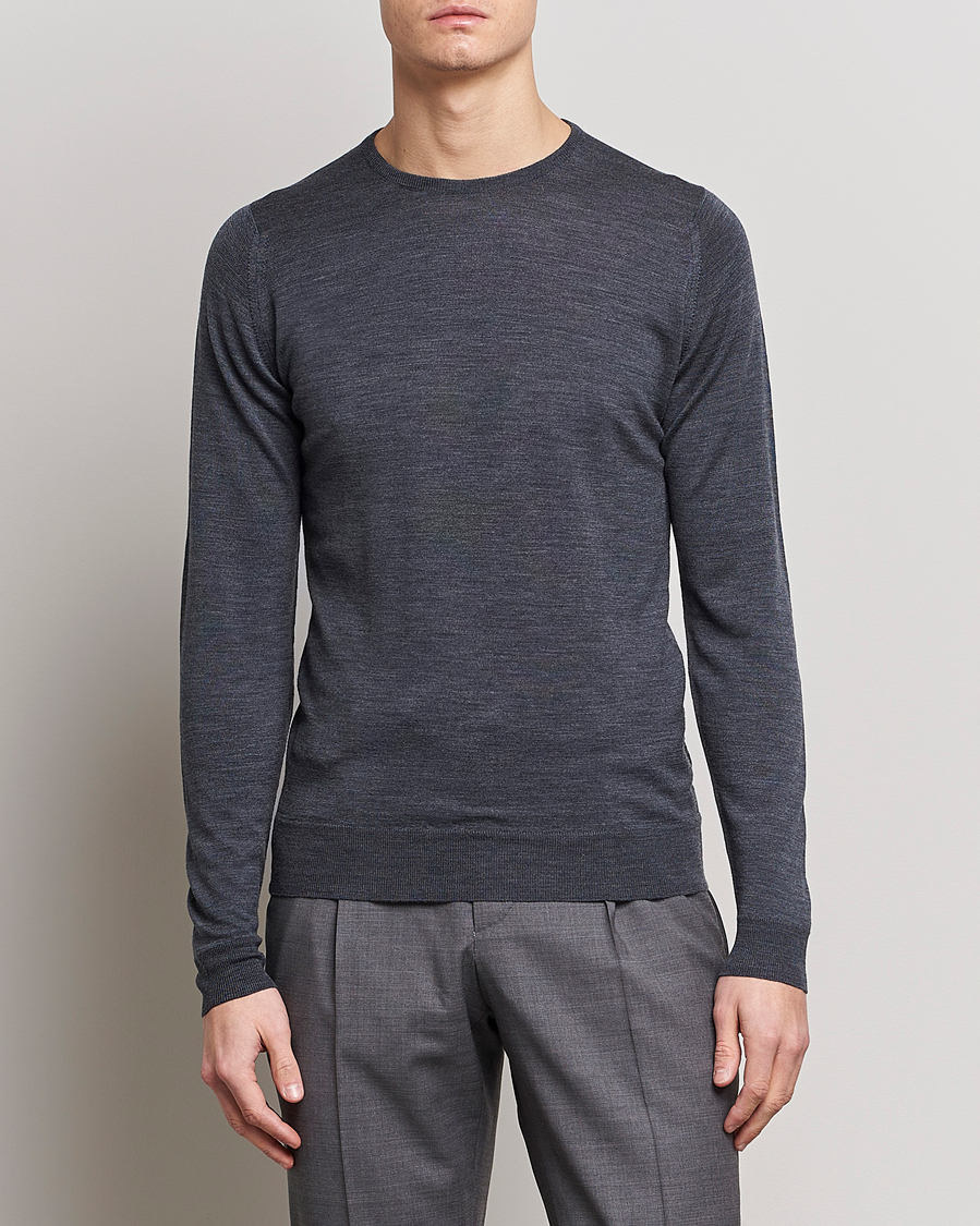 Herre | Gensere | John Smedley | Lundy Extra Fine Merino Crew Neck Charcoal