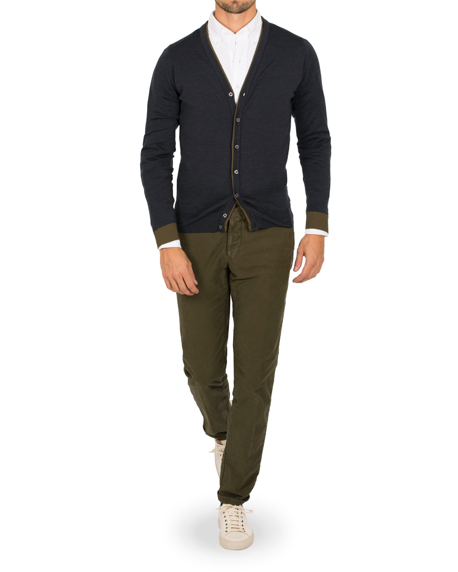 Herre | Bukser | Incotex | Slim Fit Garment Dyed Washed Slacks Green