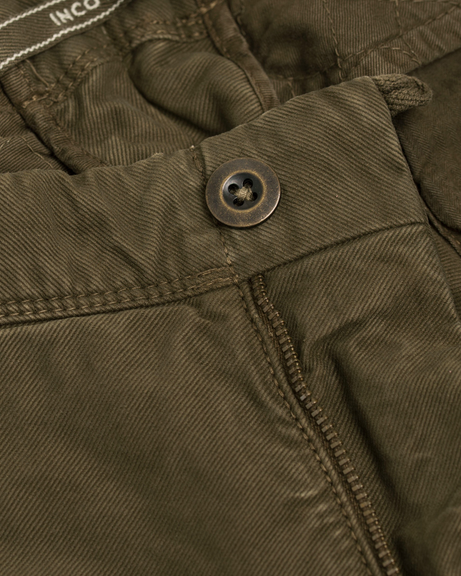 Herre | Bukser | Incotex | Slim Fit Garment Dyed Washed Slacks Green