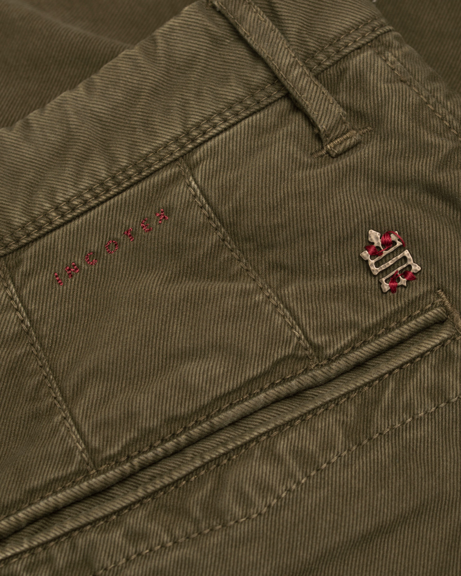 Herre | Bukser | Incotex | Slim Fit Garment Dyed Washed Slacks Green