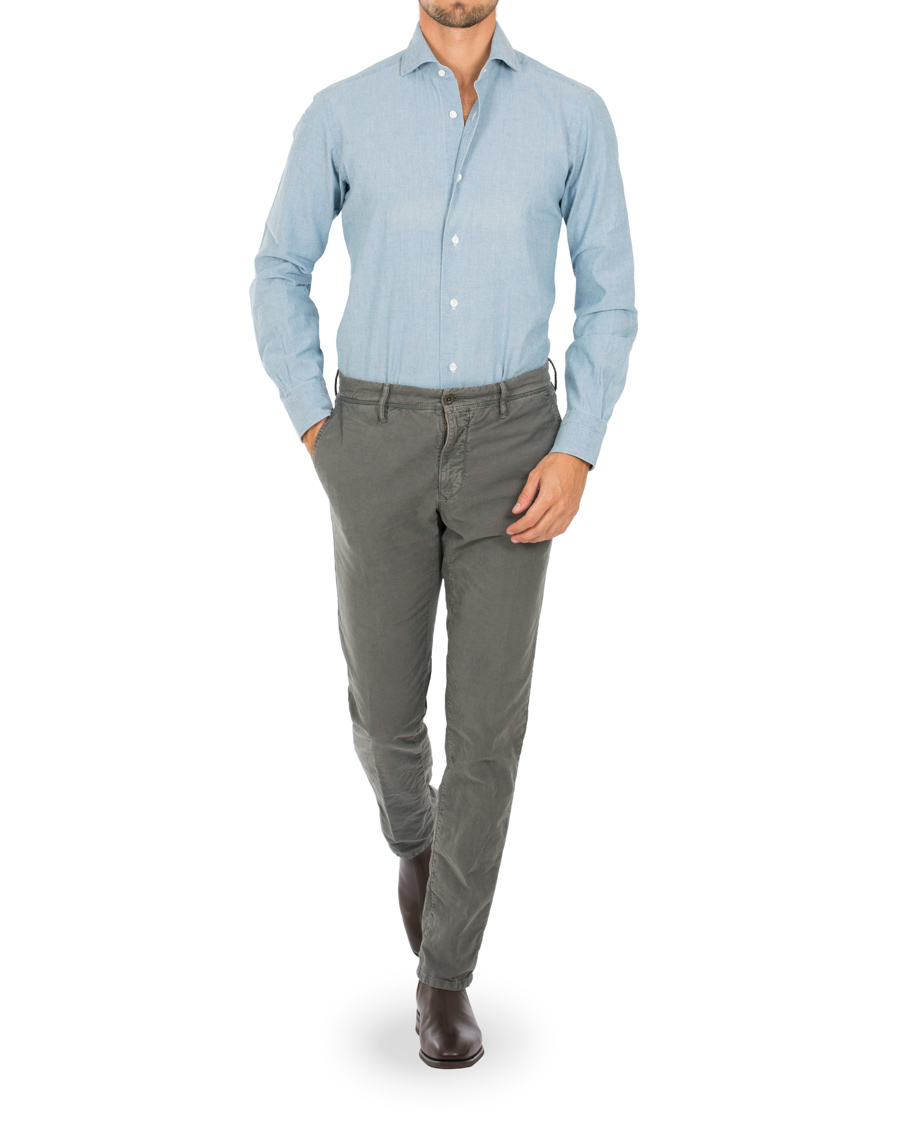 Herre | Bukser | Incotex | Slim Fit Garment Dyed Washed Slacks Grey