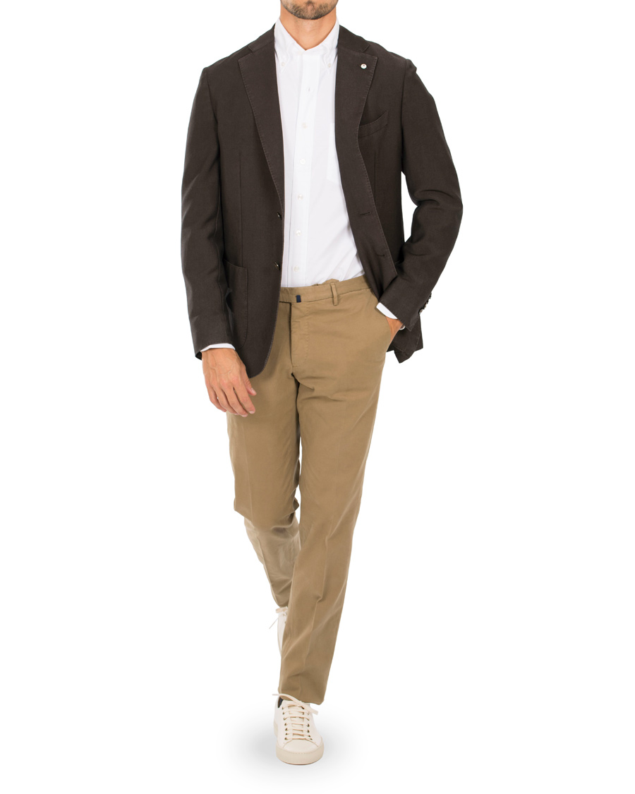 Herre | Bukser | Incotex | Slim Fit Comfort Garment Dyed Washed Chino Khaki