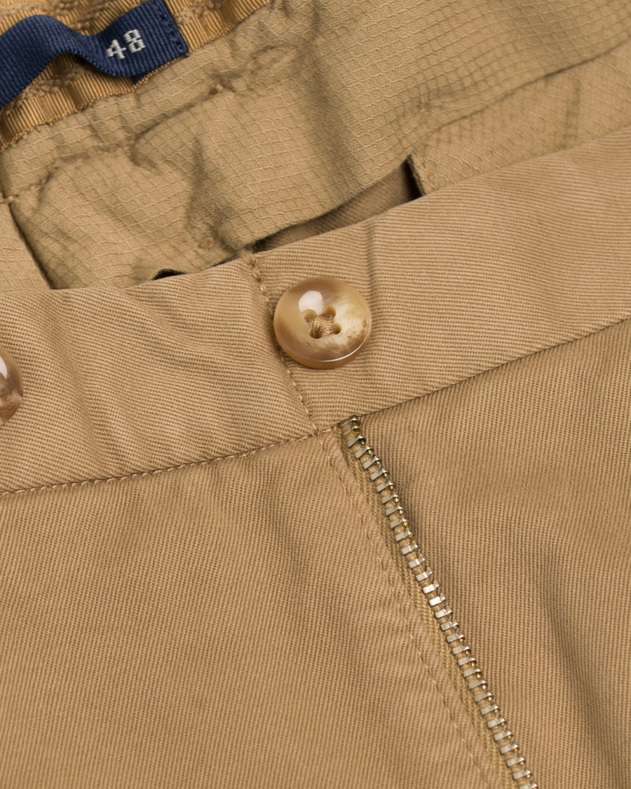 Herre | Bukser | Incotex | Slim Fit Comfort Garment Dyed Washed Chino Khaki