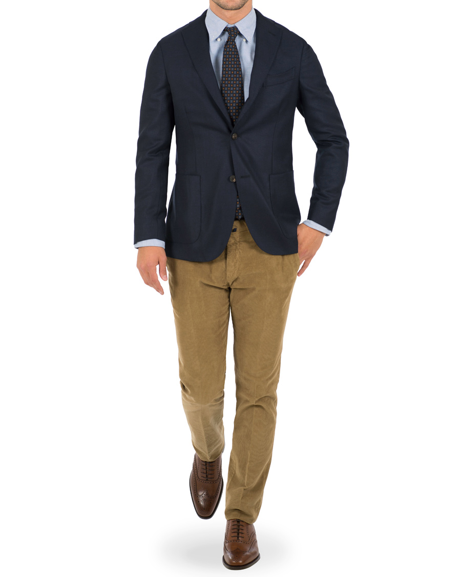 Herre | Bukser | Incotex | Slim Fit Garment Dyed Baby Corduroy Trousers Light Brown
