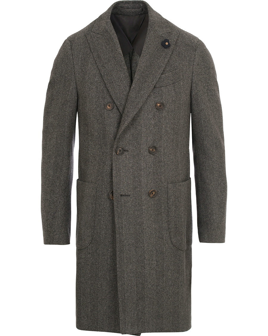 Herre | Jakker | Lardini | Double Herringbone Wool Coat Grey