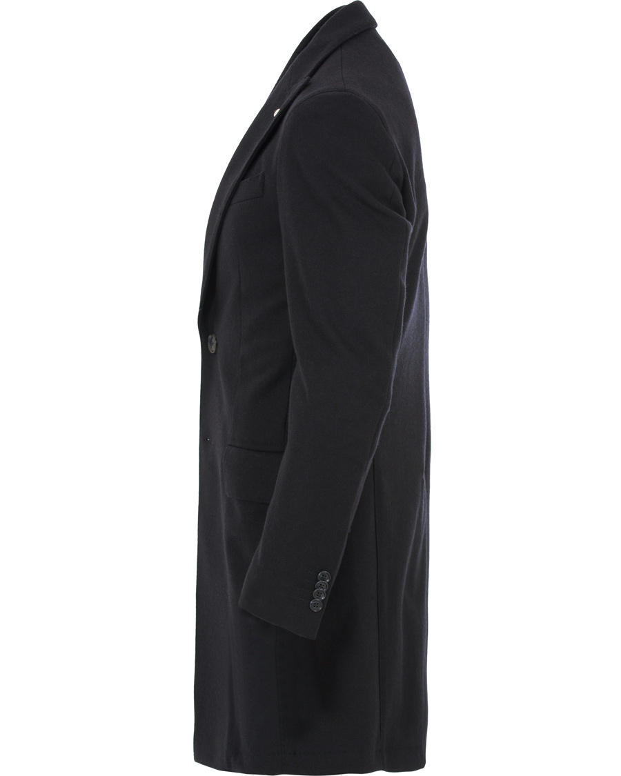 Herre | Jakker | L.B.M. 1911 | Wool Herringbone Peak Lapel Coat Navy