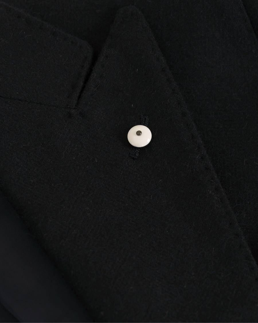 Herre | Jakker | L.B.M. 1911 | Wool Herringbone Peak Lapel Coat Navy
