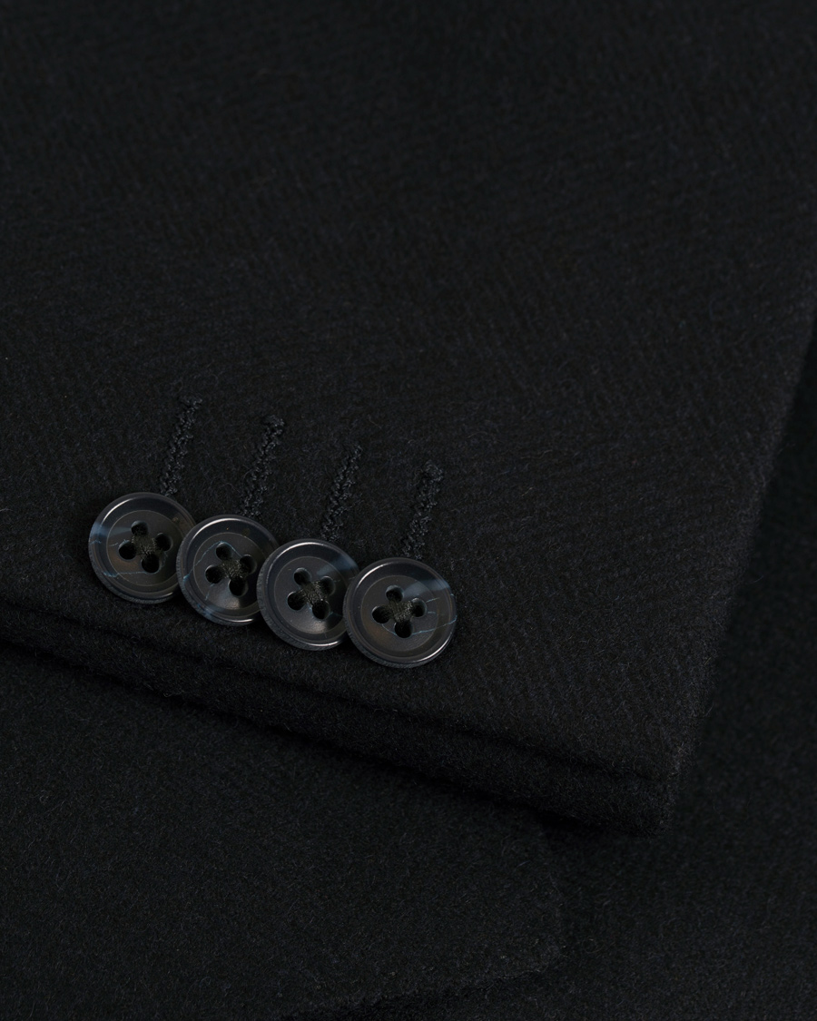 Herre | Jakker | L.B.M. 1911 | Wool Herringbone Peak Lapel Coat Navy