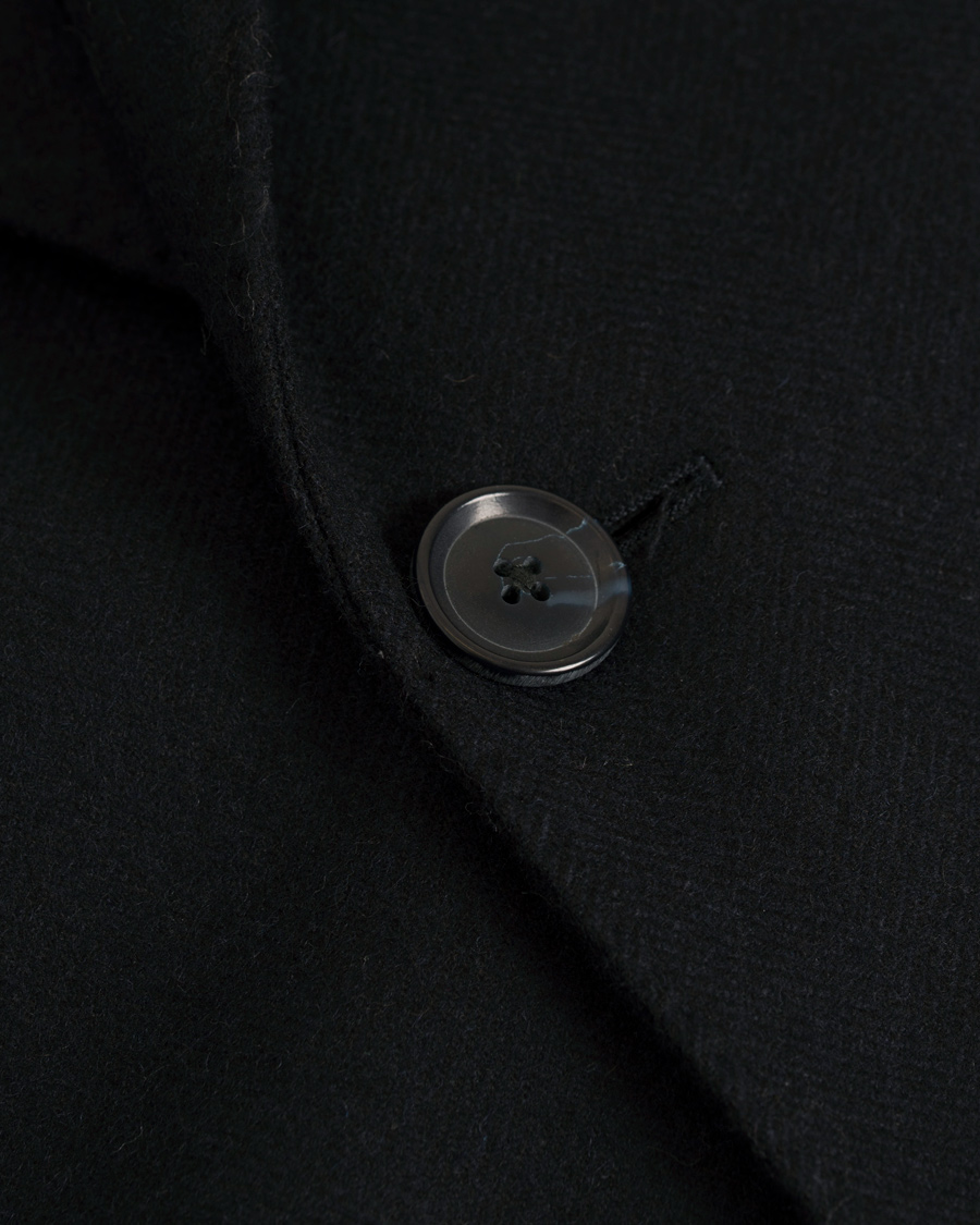 Herre | Jakker | L.B.M. 1911 | Wool Herringbone Peak Lapel Coat Navy