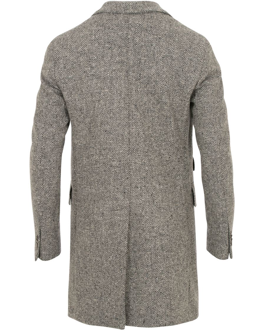 Herre | Jakker | L.B.M. 1911 | Wool Herringbone Peak Lapel Coat Light Grey