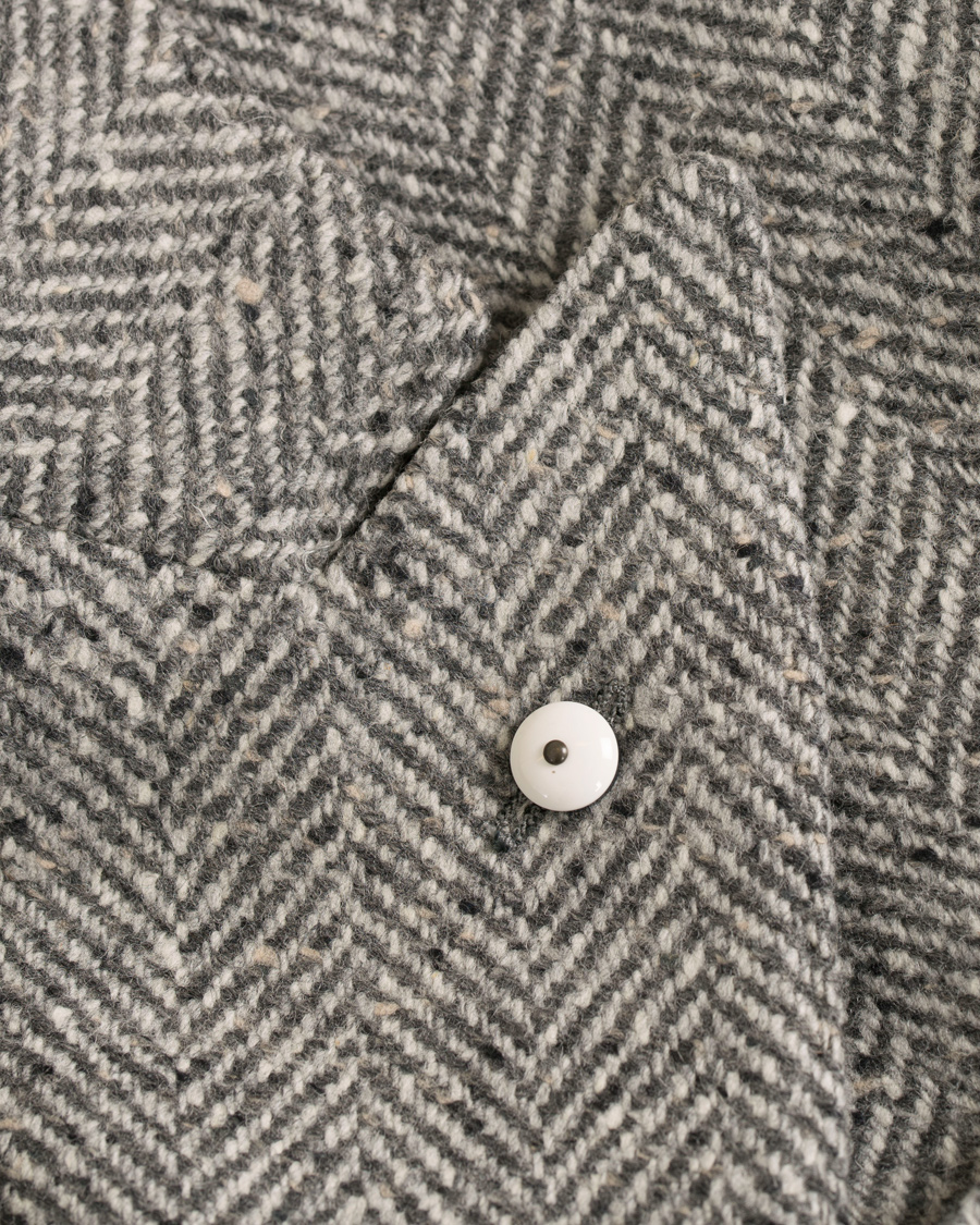 Herre | Jakker | L.B.M. 1911 | Wool Herringbone Peak Lapel Coat Light Grey