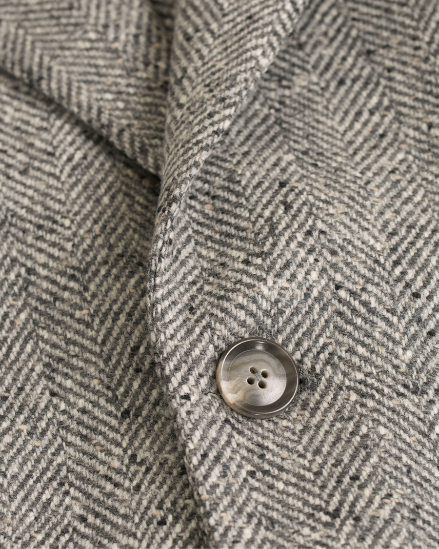 Herre | Jakker | L.B.M. 1911 | Wool Herringbone Peak Lapel Coat Light Grey