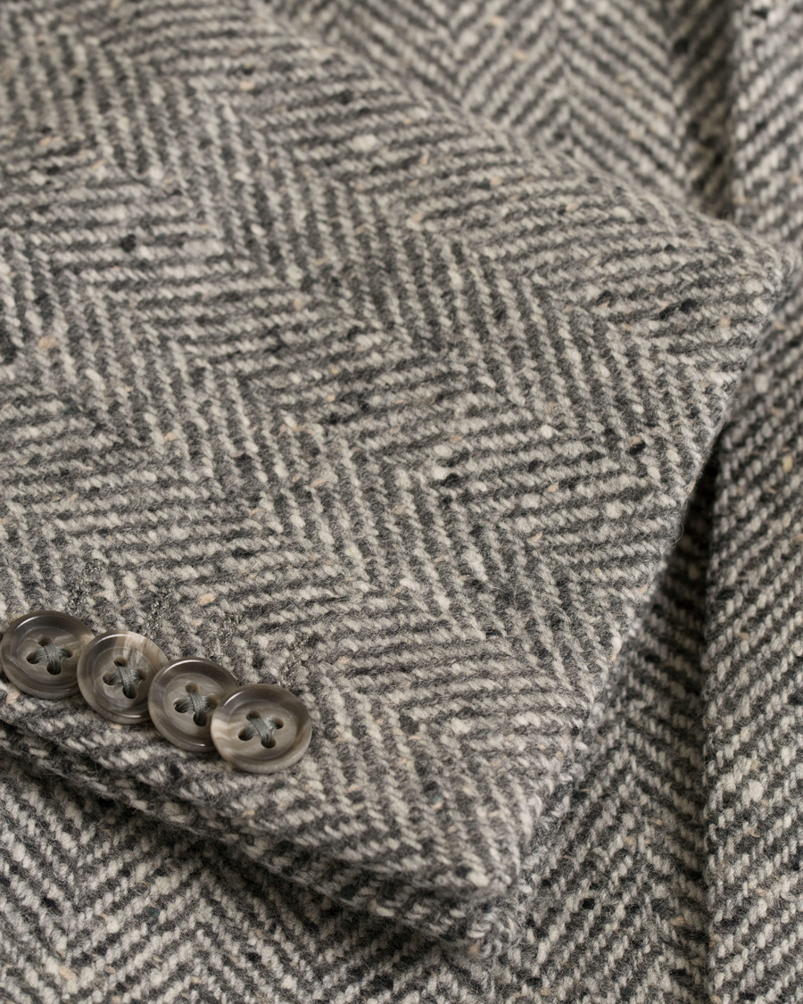 Herre | Jakker | L.B.M. 1911 | Wool Herringbone Peak Lapel Coat Light Grey