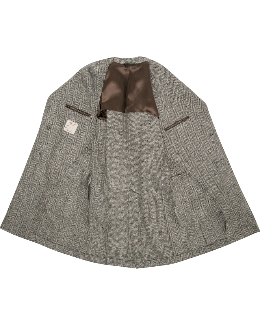Herre | Jakker | L.B.M. 1911 | Wool Herringbone Peak Lapel Coat Light Grey