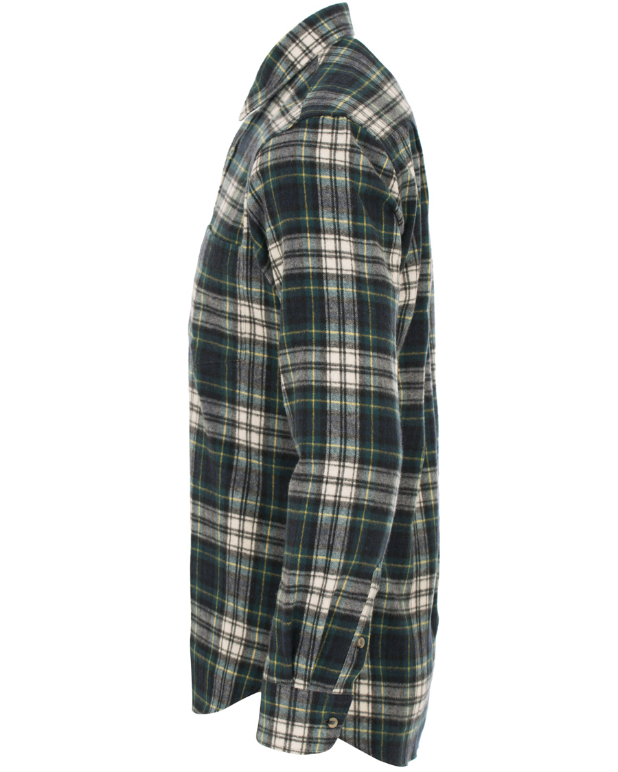 Herre | Skjorter | De Bonne Facture | CH07 Brushed Flannel Shirt Green Tartan