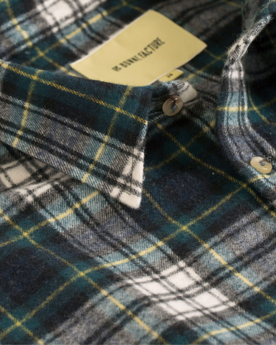 Herre | Skjorter | De Bonne Facture | CH07 Brushed Flannel Shirt Green Tartan