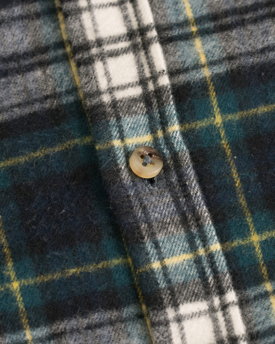 Herre | Skjorter | De Bonne Facture | CH07 Brushed Flannel Shirt Green Tartan